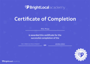 BrightLocal certificate how to master local keyword research